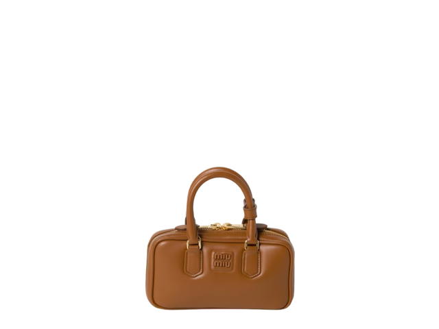 Miu Miu Miu Miu Arcadie Leather Mini Bag With Gold Tone Hardware Cognac - view 1