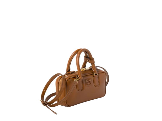 Miu Miu Miu Miu Arcadie Leather Mini Bag With Gold Tone Hardware Cognac - view 2