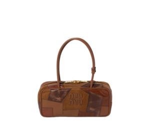 Buy Miu Miu Arcadie Leather Patchwork Bag With Gold-Tone Hardware Cognac at Sasom – Authentic and Ready to Ship