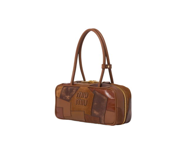 Miu Miu Miu Miu Arcadie Leather Patchwork Bag With Gold-Tone Hardware Cognac - view 2