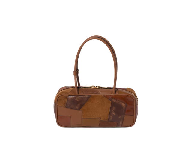 Miu Miu Miu Miu Arcadie Leather Patchwork Bag With Gold-Tone Hardware Cognac - view 3