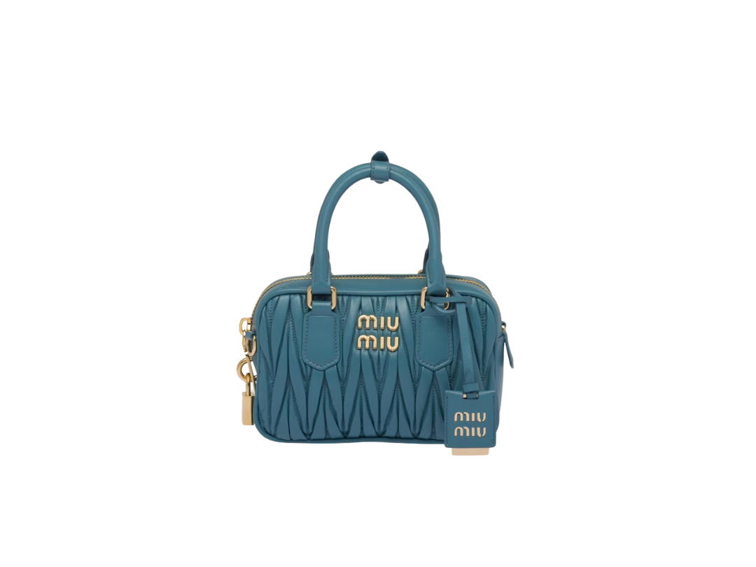 Miu Miu Miu Miu Arcadie Matelassé Nappa Leather Bag In Leather With Gold-Tone Metal Hardware Marina Blue