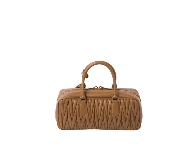 Miu Miu Miu Miu Arcadie Matelassé Nappa Leather Bag With Metal Lettering Logo And Gold-Tone Hardware Caramel - view 2