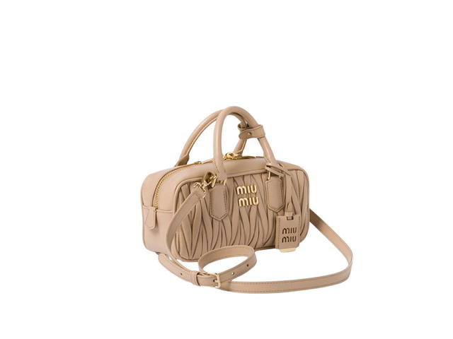Miu Miu Miu Miu Arcadie Matelassé Nappa Leather Bag With Metal Lettering Logo And Gold-Tone Hardware Sand Beige - view 2