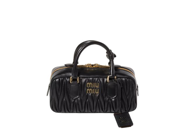 Miu Miu Miu Miu Arcadie Matelassé Nappa Leather Bag 22CM With Metal Lettering Logo And Gold-Tone Hardware Black - view 1