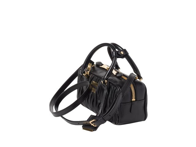 Miu Miu Miu Miu Arcadie Matelassé Nappa Leather Bag 22CM With Metal Lettering Logo And Gold-Tone Hardware Black - view 3