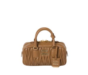 Buy Miu Miu Arcadie Matelassé Nappa Leather Bag 22CM With Metal Lettering Logo And Gold-Tone Hardware Caramel at Sasom – Authentic and Ready to Ship