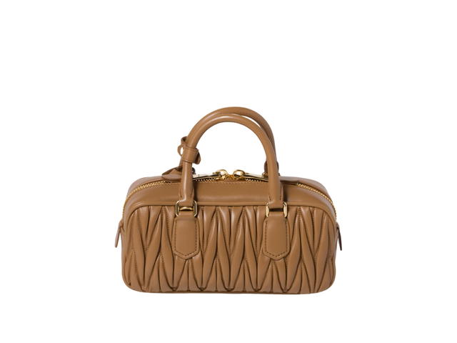Miu Miu Miu Miu Arcadie Matelassé Nappa Leather Bag 22CM With Metal Lettering Logo And Gold-Tone Hardware Caramel - view 2