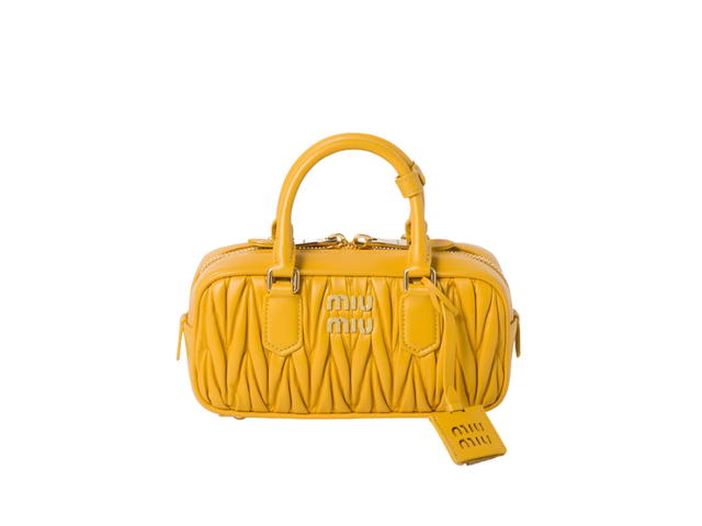 Miu Miu Miu Miu Arcadie Matelassé Nappa Leather Bag 22CM With Metal Lettering Logo And Gold-Tone Hardware Sunny Yellow - view 1