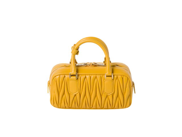 Miu Miu Miu Miu Arcadie Matelassé Nappa Leather Bag 22CM With Metal Lettering Logo And Gold-Tone Hardware Sunny Yellow - view 2