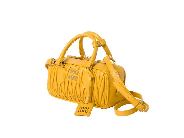 Miu Miu Miu Miu Arcadie Matelassé Nappa Leather Bag 22CM With Metal Lettering Logo And Gold-Tone Hardware Sunny Yellow - view 3