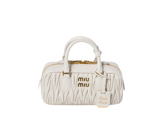 Miu Miu Miu Miu Arcadie Matelassé Nappa Leather Bag 22CM With Metal Lettering Logo And Gold-Tone Hardware White - view 1