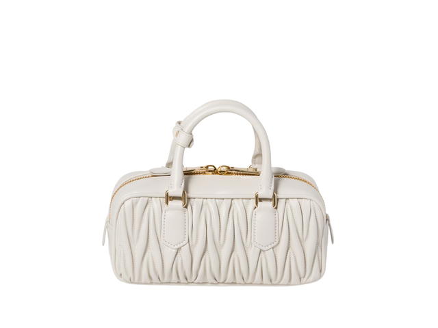 Miu Miu Miu Miu Arcadie Matelassé Nappa Leather Bag 22CM With Metal Lettering Logo And Gold-Tone Hardware White - view 2