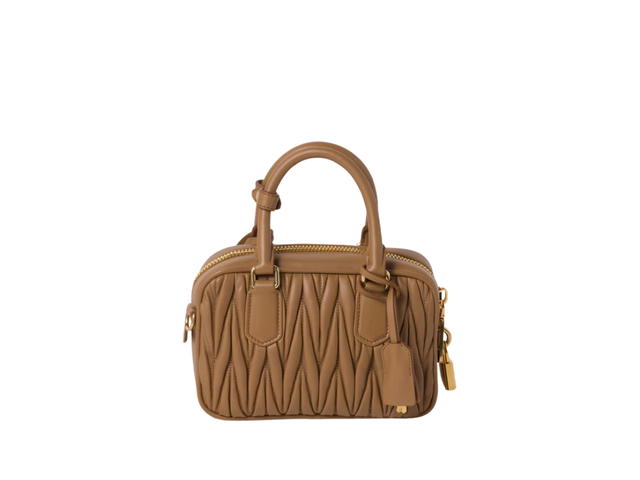 Miu Miu Miu Miu Arcadie Matelassé Nappa Leather Bag Top-Handle Bag In Matelassé Motif With Leather Strap Gold-Tone Hardware Caramel - view 2