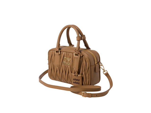 Miu Miu Miu Miu Arcadie Matelassé Nappa Leather Bag Top-Handle Bag In Matelassé Motif With Leather Strap Gold-Tone Hardware Caramel - view 3