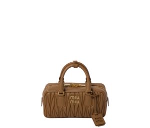 Buy Miu Miu Arcadie Matelassé Nappa Leather Bag With Metal Letter Logo And Gold Tone Hardware caramel at Sasom – Authentic and Ready to Ship