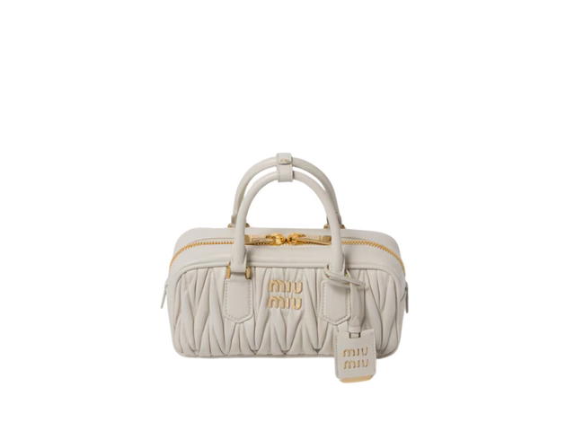 Miu Miu Miu Miu Arcadie Matelassé Nappa Leather Bag With Metal Lettering Logo And Gold-Tone Hardware White - view 1