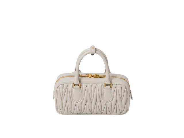 Miu Miu Miu Miu Arcadie Matelassé Nappa Leather Bag With Metal Lettering Logo And Gold-Tone Hardware White - view 3
