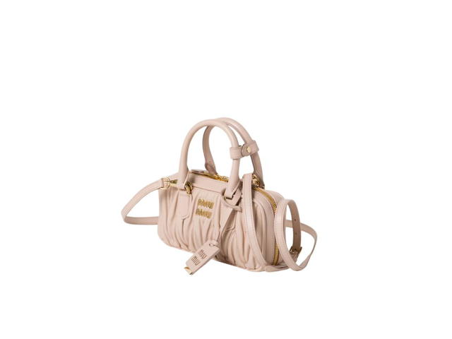 Miu Miu Miu Miu Arcadie Matelassé Nappa Leather Mini-Bag With Gold-Tone Hardware Powder Pink - view 2