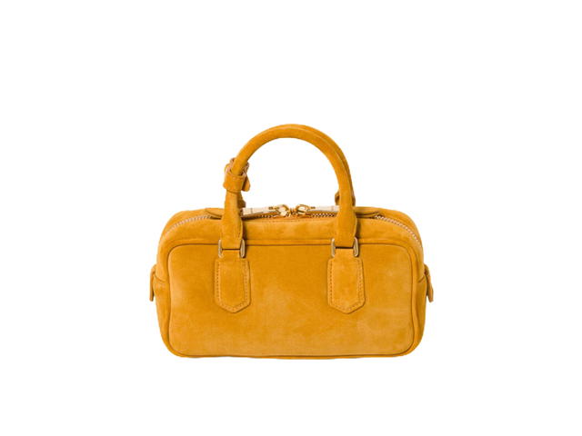 Miu Miu Miu Miu Arcadie Padded Suede Top-Handle Bag In Varnished Metal Lettering With Gold Hardware Whiskey - view 2