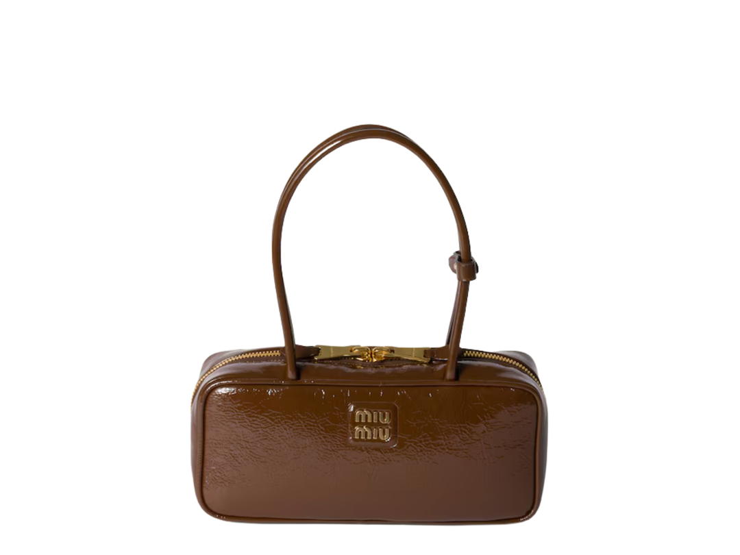 Miu Miu Miu Miu Beau Naplak Patent Leather Bag In Leather With Gold-Tone Hardware Palisander