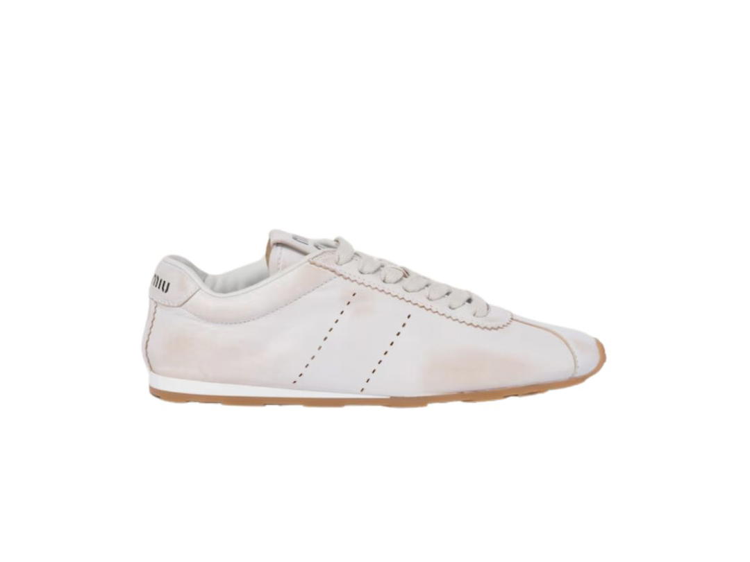 Miu Miu Miu Miu Bleached Nappa Leather Sneakers White (Women's)