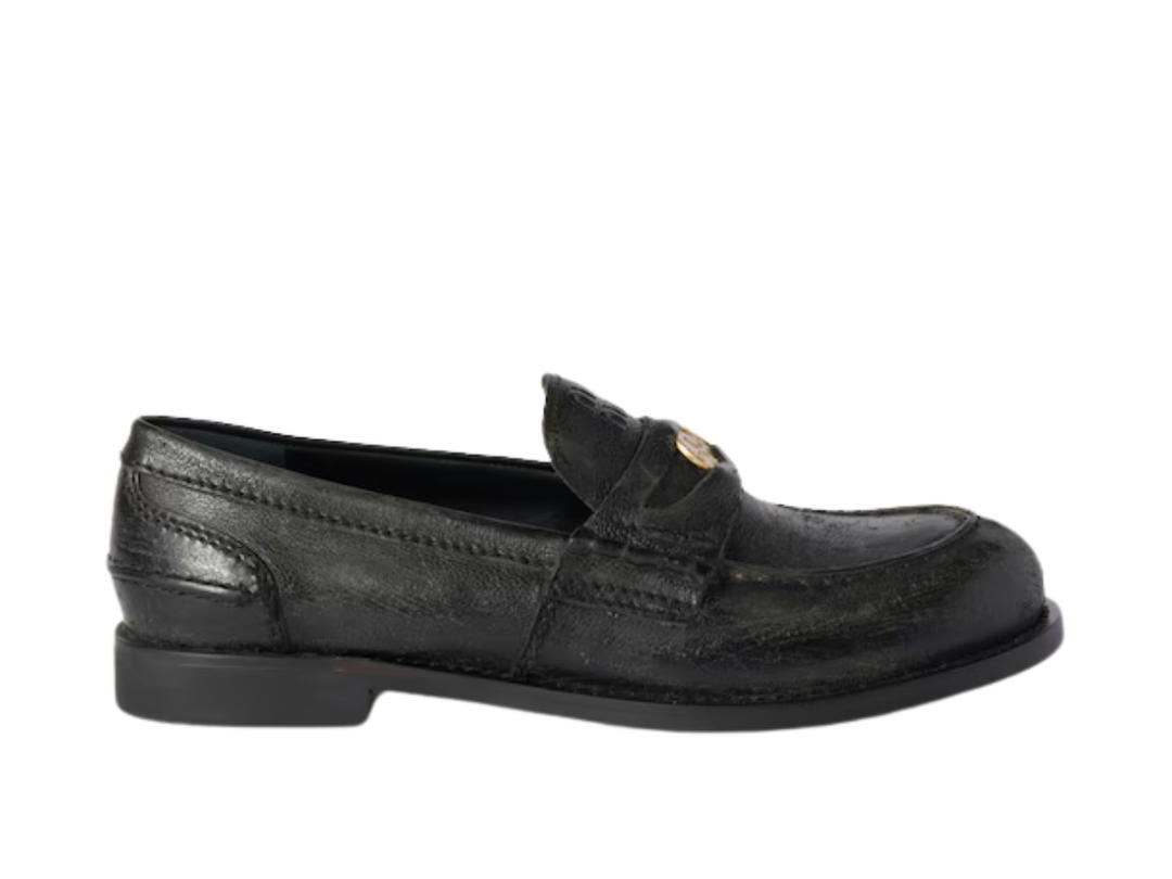 Miu Miu Miu Miu Calfskin Penny Loafers Black