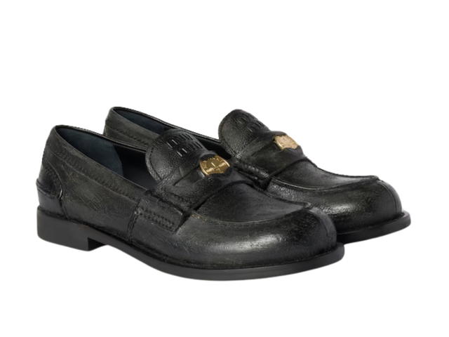 Miu Miu Miu Miu Calfskin Penny Loafers Black - view 2