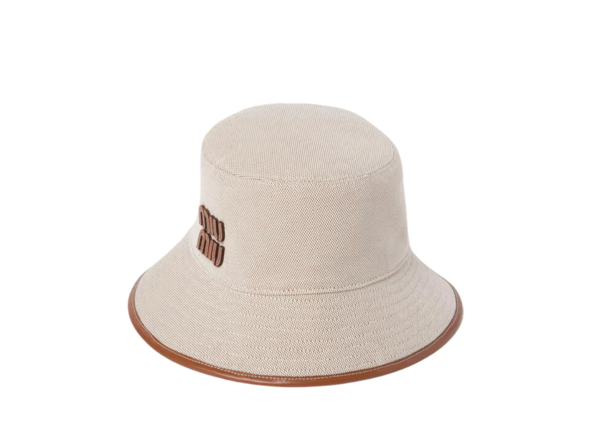 Miu Miu Miu Miu Canvas Bucket Hat Beige Brandy