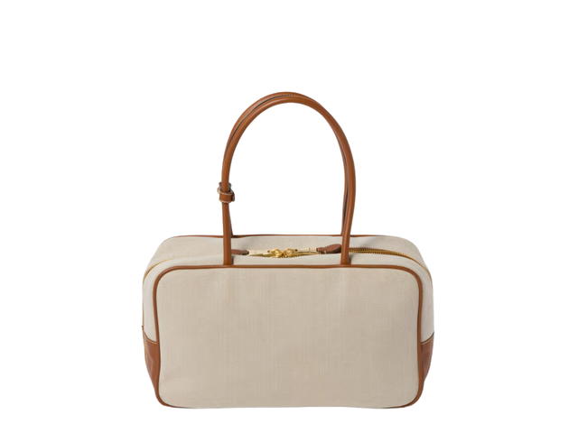 Miu Miu Miu Miu Canvas Top-Handle Bag In Fabric With Gold-tone Hardware Beige-Brandy - view 2