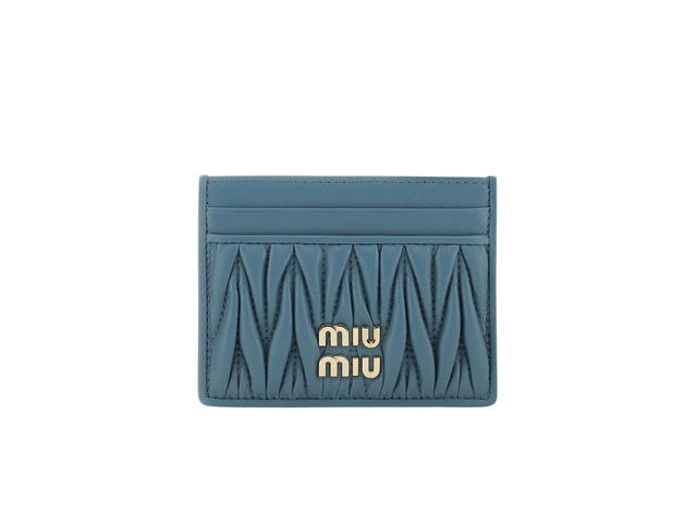 Miu Miu Miu Miu Card Holder In Leather With Gold-Tone Hardware Blue - view 1