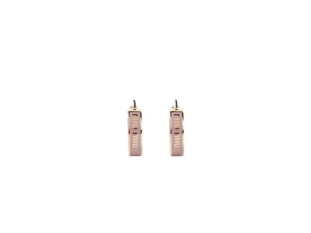 Miu Miu Miu Miu Circle Enameled Metal Earrings With Visible Logo Orchid Pink - view 1