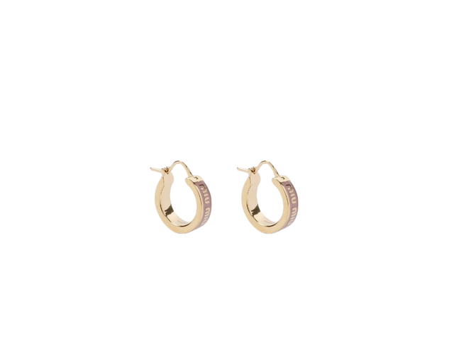 Miu Miu Miu Miu Circle Enameled Metal Earrings With Visible Logo Orchid Pink - view 2