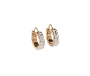 Buy Miu Miu Circle Enameled Metal Earrings With Visible Logo White at Sasom – Authentic and Ready to Ship