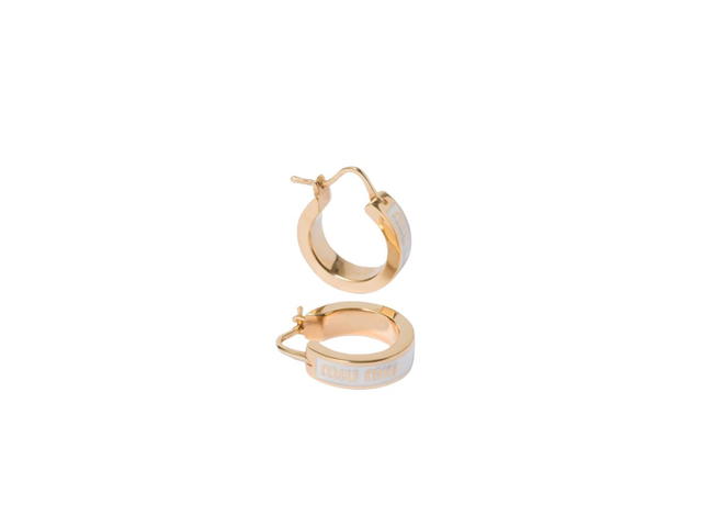 Miu Miu Miu Miu Circle Enameled Metal Earrings With Visible Logo White - view 2