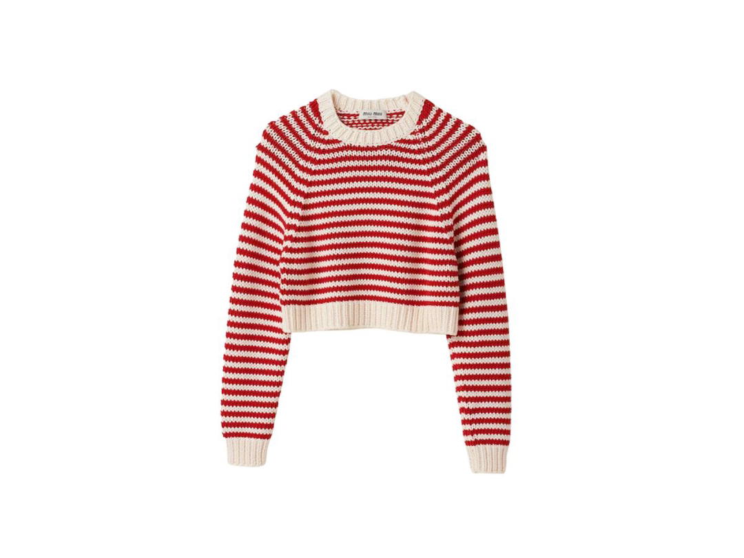 Miu Miu Miu Miu Cotton And Cashmere Sweater With Knit Logo Patch Red
