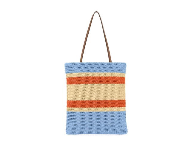 Miu Miu Miu Miu Crochet Tote Bag In Tan-Light Blue Crochet-Leather With Gold-Tone Hardware - view 3