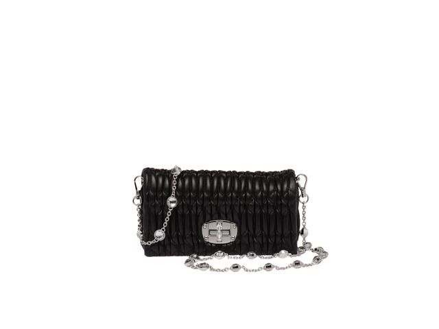 Miu Miu Miu Miu Crystal Nappa Leather And Crystal Mini-Bag In Leather With Silver-Tone-Steel Hardware Black - view 1