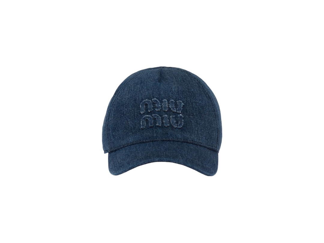 Miu Miu Miu Miu Denim Baseball Cap With Embroidered Logo Patch Navy