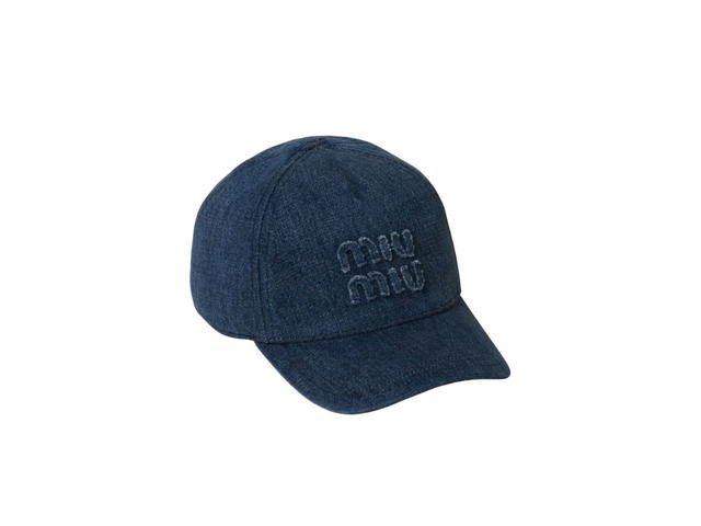 Miu Miu Miu Miu Denim Baseball Cap With Embroidered Logo Patch Navy - view 2