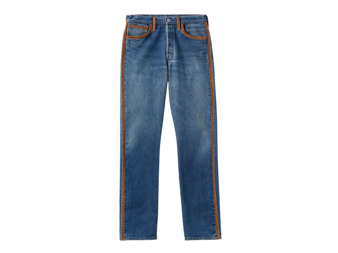 Miu Miu Miu Miu Denim Jeans In Regular Fit Button Fly With Embroidered Logo Navy
