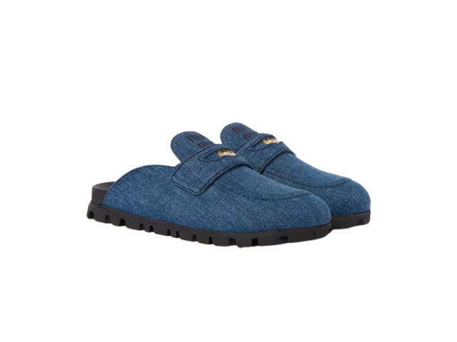 Miu Miu Miu Miu Denim Mules Upper With Denim Band With Logo-Engraved Metal Coin (W) - view 2