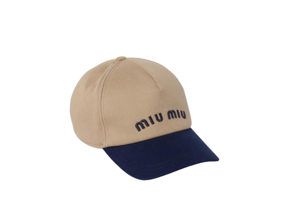 Miu Miu Miu Miu Drill Baseball Cap Khaki Royal Blue