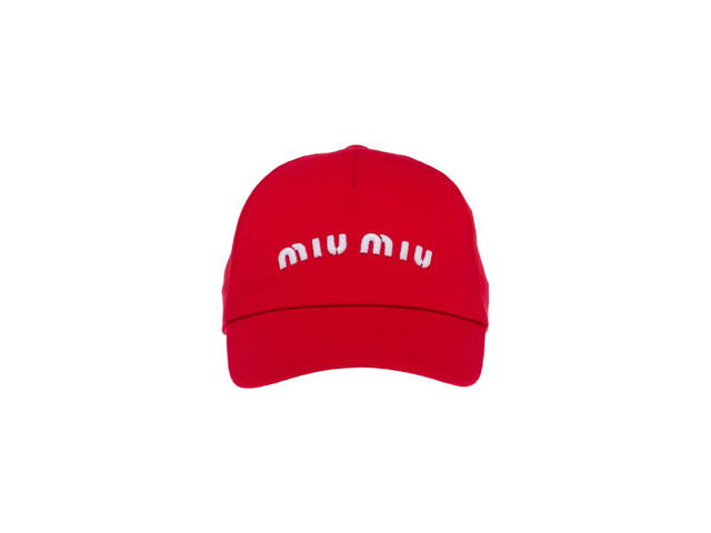 Miu Miu Miu Miu Drill Baseball Cap With Embroidered Logo Red-White - view 1