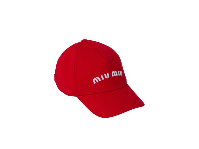 Miu Miu Miu Miu Drill Baseball Cap With Embroidered Logo Red-White - view 2