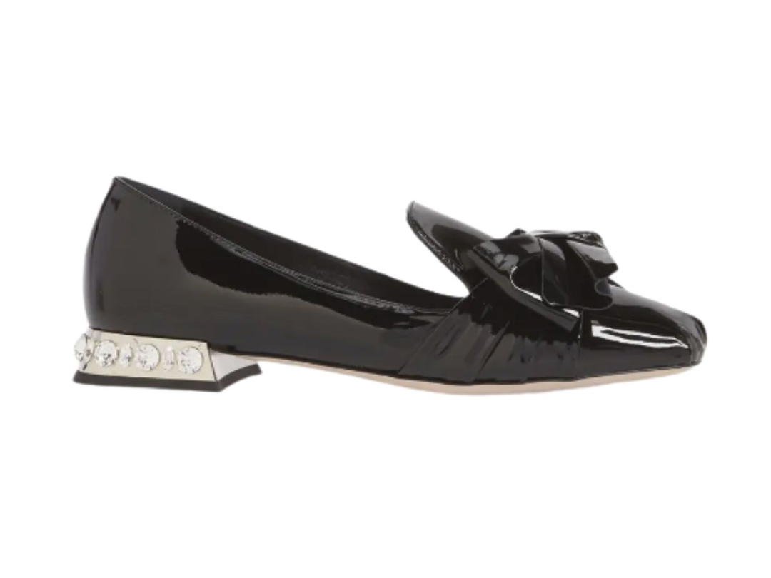 Miu Miu Miu Miu Embellished Heel Bow Loafer Black