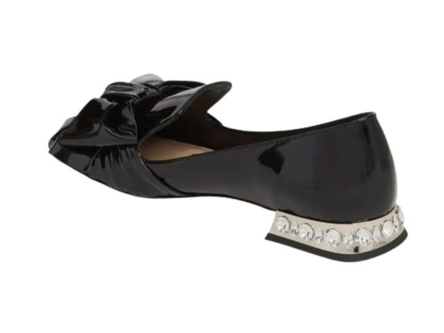 Miu Miu Miu Miu Embellished Heel Bow Loafer Black - view 2