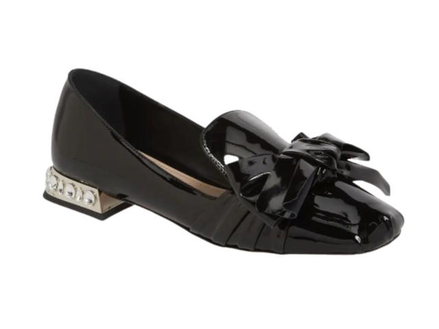 Miu Miu Miu Miu Embellished Heel Bow Loafer Black - view 3
