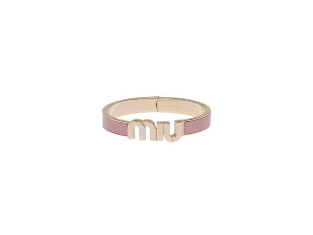Miu Miu Miu Miu Enameled Metal Bracelet With Visible Logo Orchid Pink - view 1