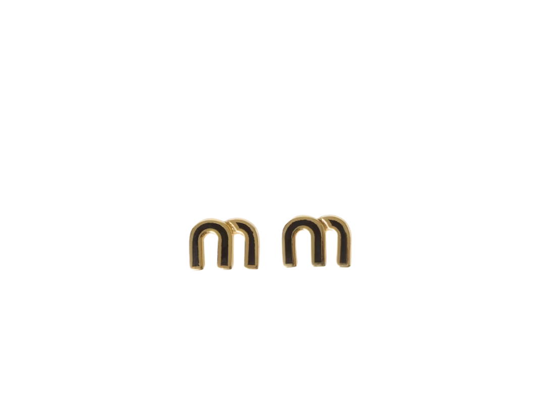 Miu Miu Miu Miu Enameled Metal Earrings With Logo Lasered On The Back